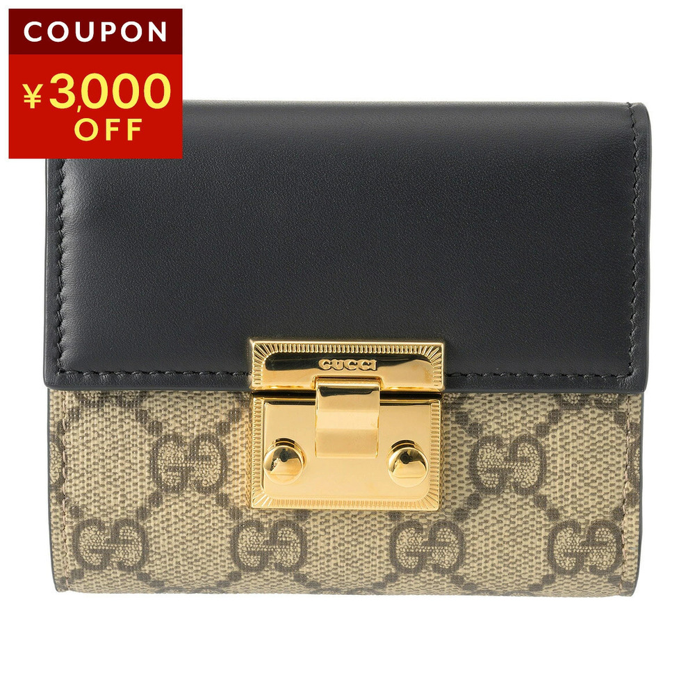 Gucci Bifold Wallet GG Supreme Klqig Canvas Leather Black